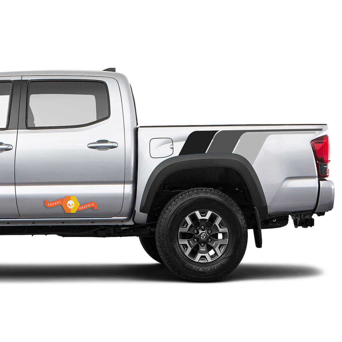 Pegatina de vinilo a rayas estilo monocromo retro para la mesita de noche Toyota Tacoma