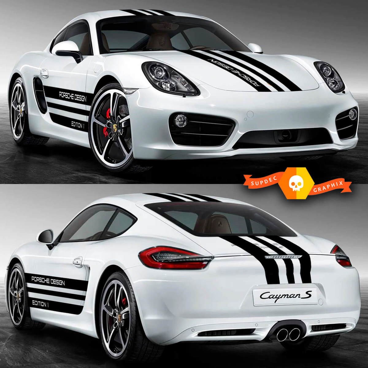 Calcomanía del kit de rayas laterales Porsche Cayman S Design Edition Pegatina
