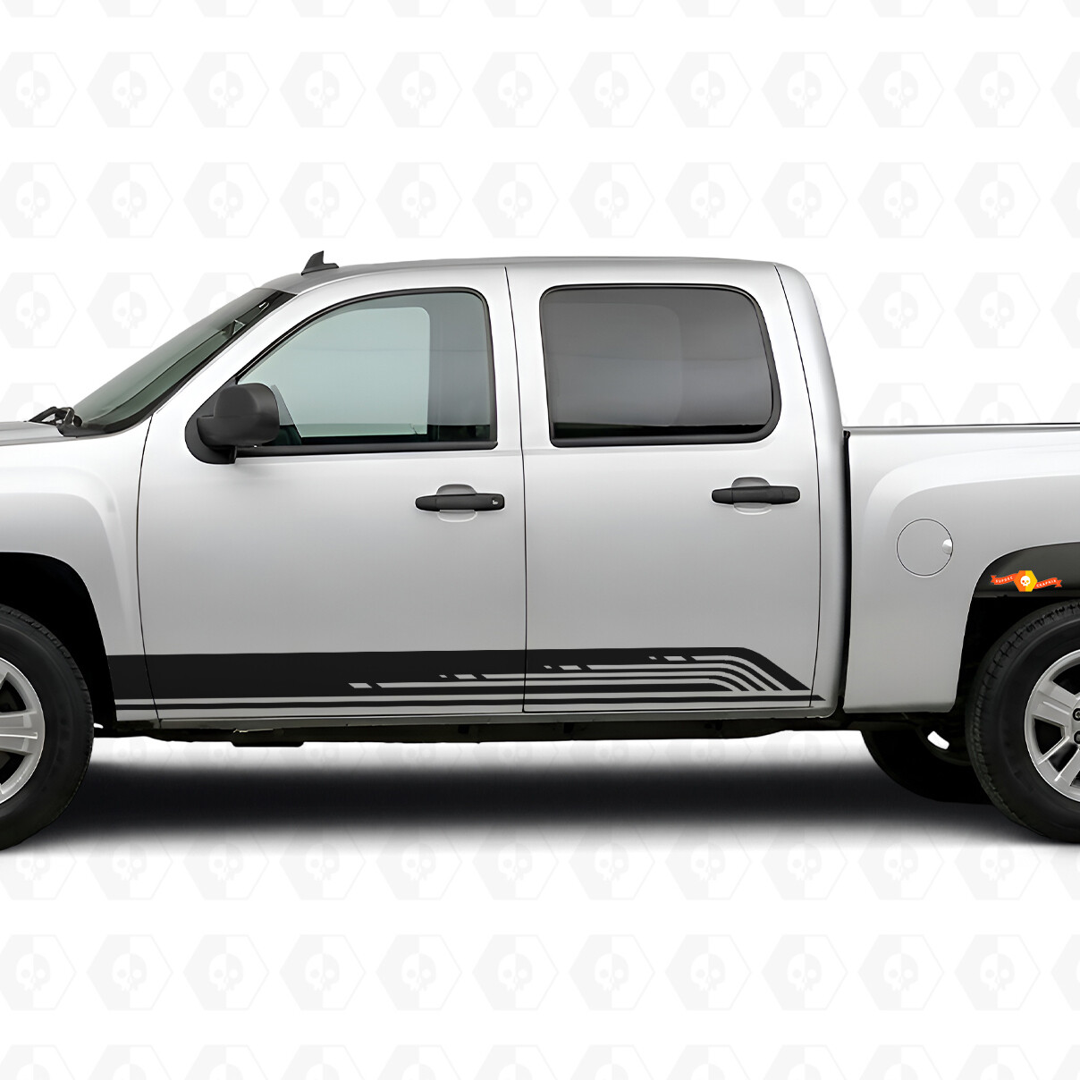 Tiras de vinilo paralelas de contorno para puerta y panel de estribo para Chevrolet Silverado 1500 GMT900 2007-2013