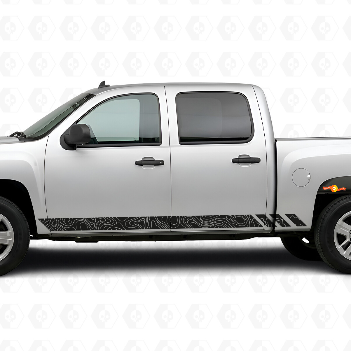 Tiras de Vinilo Topográficas para Puertas y Paneles Laterales para Chevrolet Silverado 1500 GMT900 2007-2013