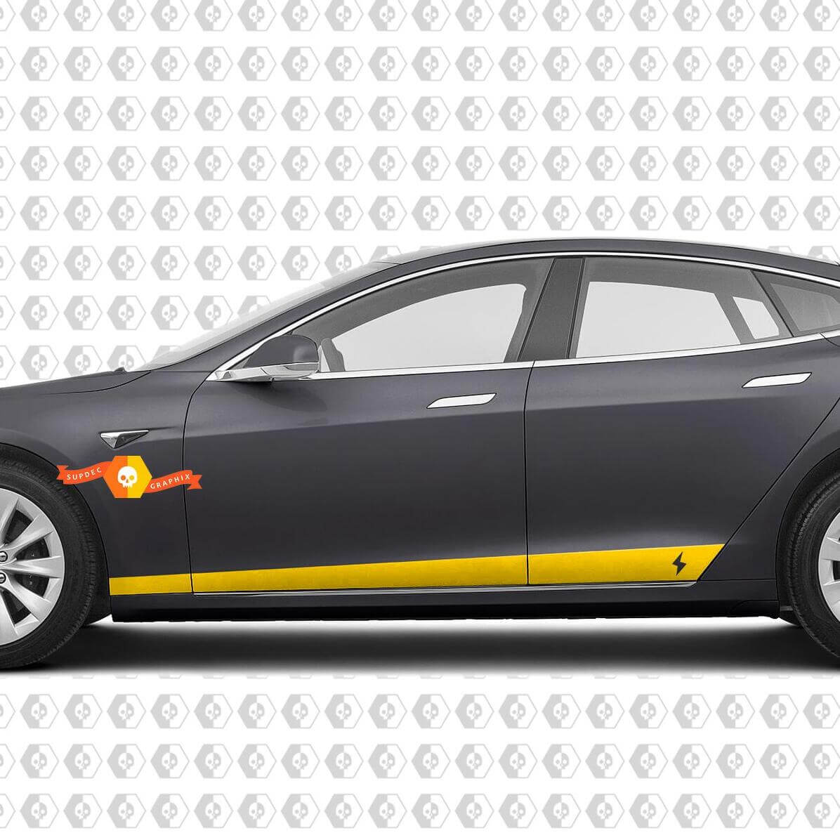 2 Custom TESLA model S side Rocker Panel Vinyl Sticker Decal Logo Gráfico
