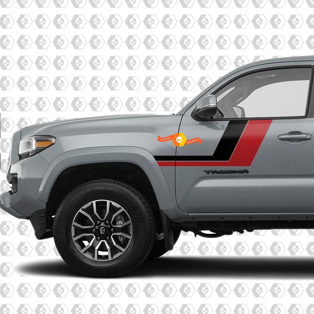 Pegatina de vinilo lateral con franjas curvas dobles para Toyota Tacoma 2016-2020