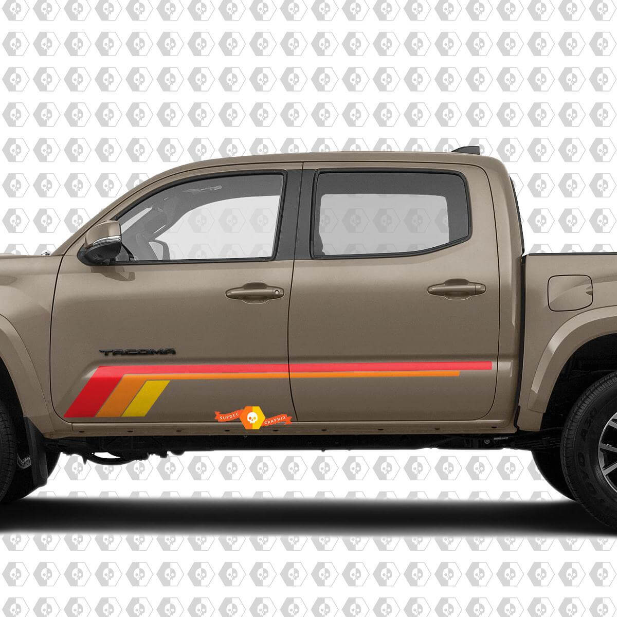 Pegatina de vinilo con rayas de estilo vintage para la puerta lateral de Toyota Tacoma