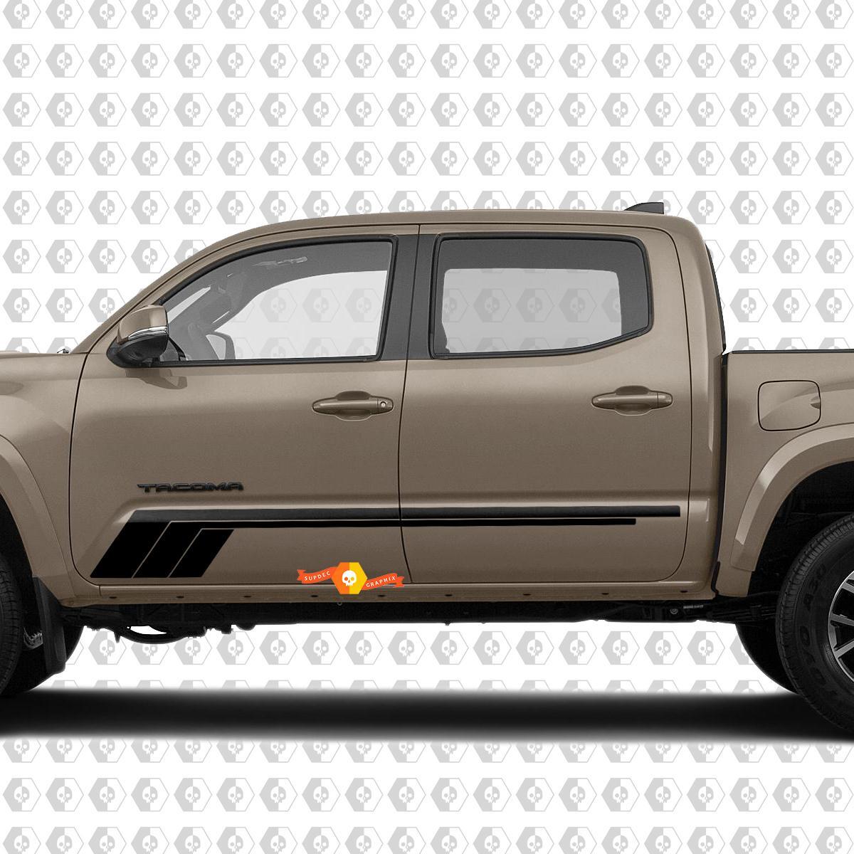 Calcomanía adhesiva de vinilo lateral con franjas triples de estilo retro para Toyota Tacoma 2016-2020