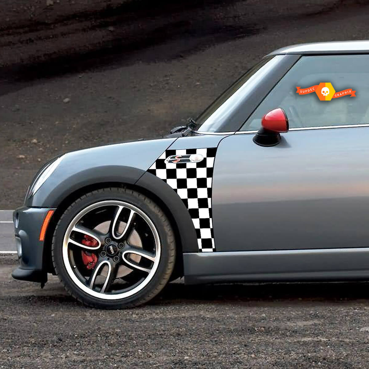 2002 2006 Mini Cooper Checkmate Un panel calcomanía a cuadros de la calcomanía gráfica de vinilo pegatinas
