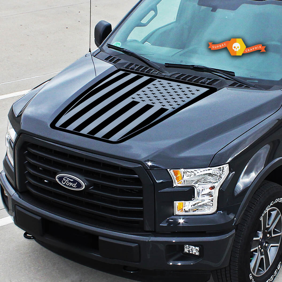 Calcomanía de vinilo con bandera de EE. UU. para el centro del capó de Musclecar F-150 2015-2020
