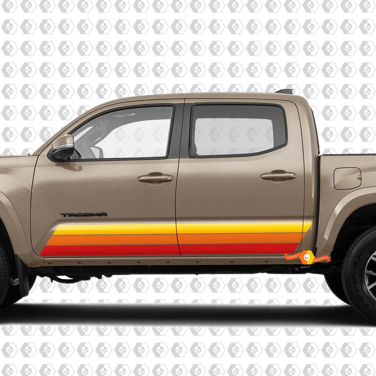 Kit de calcomanías de vinilo con franjas retro para paneles laterales para Toyota Tacoma 2016-2020