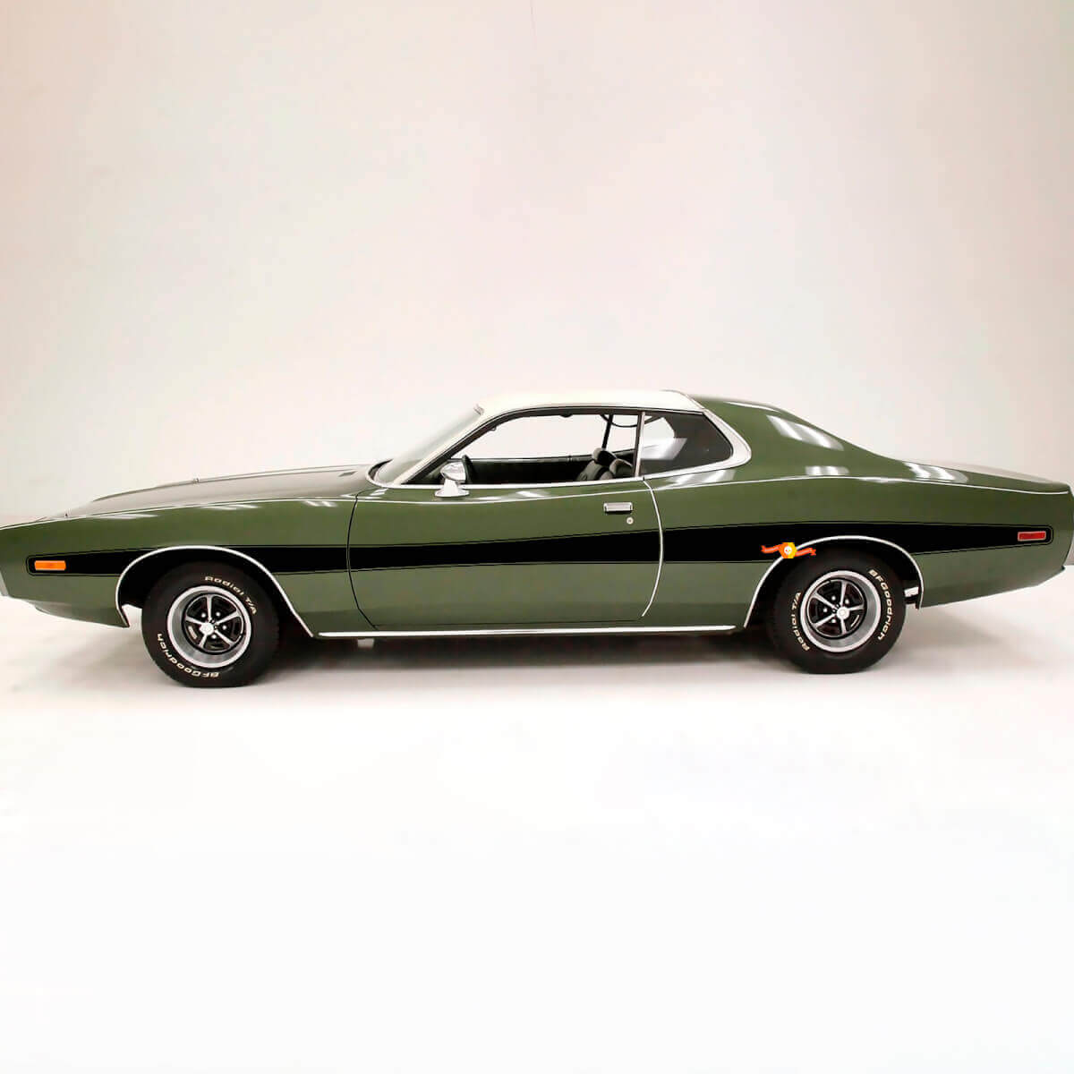 Kit de calcomanías de vinilo con rayas laterales en contorno de estilo retro para Dodge Charger 1973