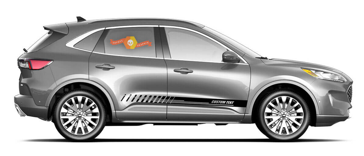 2x lateral Ford Escape vinilo rayas cuerpo calcomanía vinilo gráficos pegatina texto personalizado estilo 1
