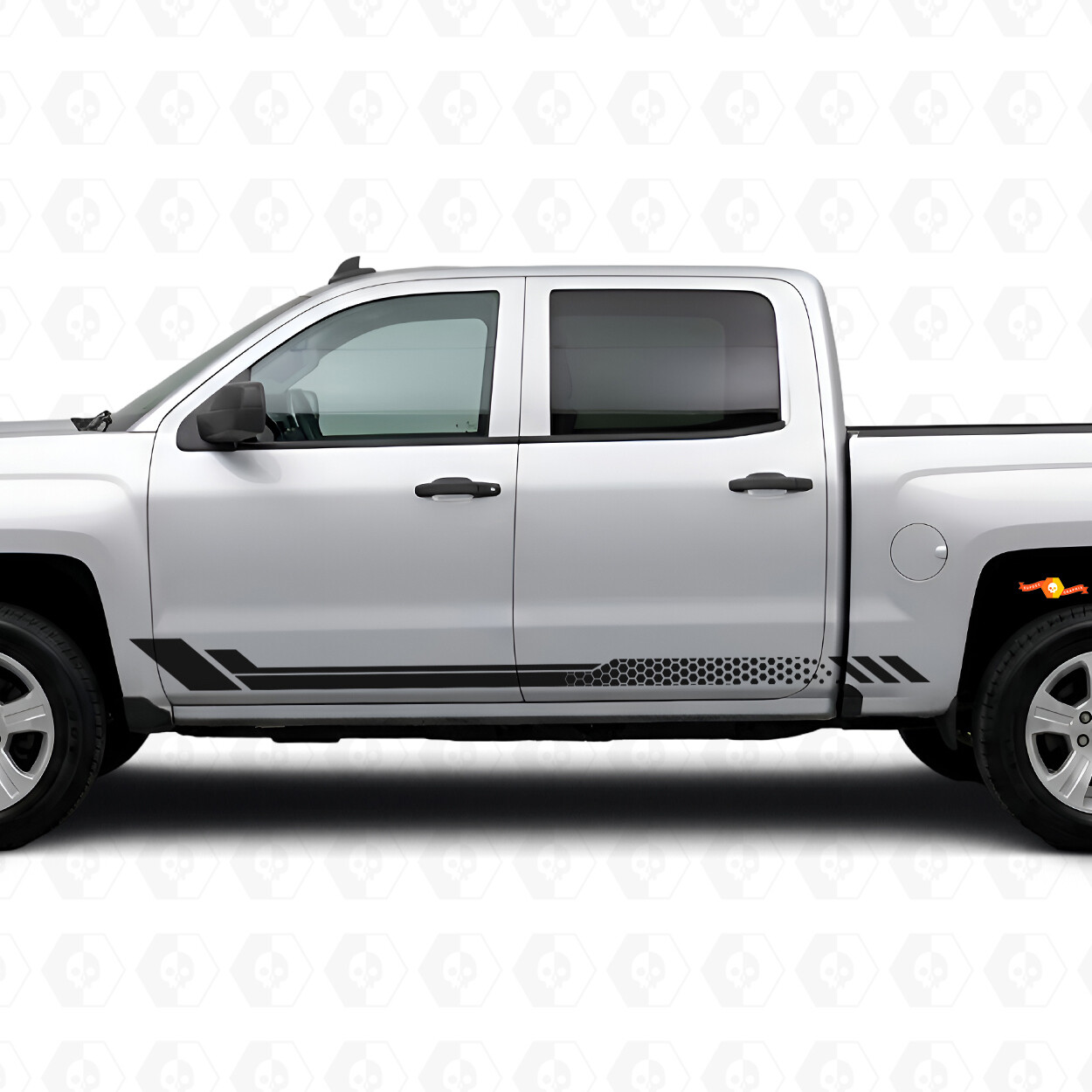 Tiras de vinilo con diseño de panal para puertas y paneles de faldón para Chevrolet Silverado 1500 K2XX 2014-2019
