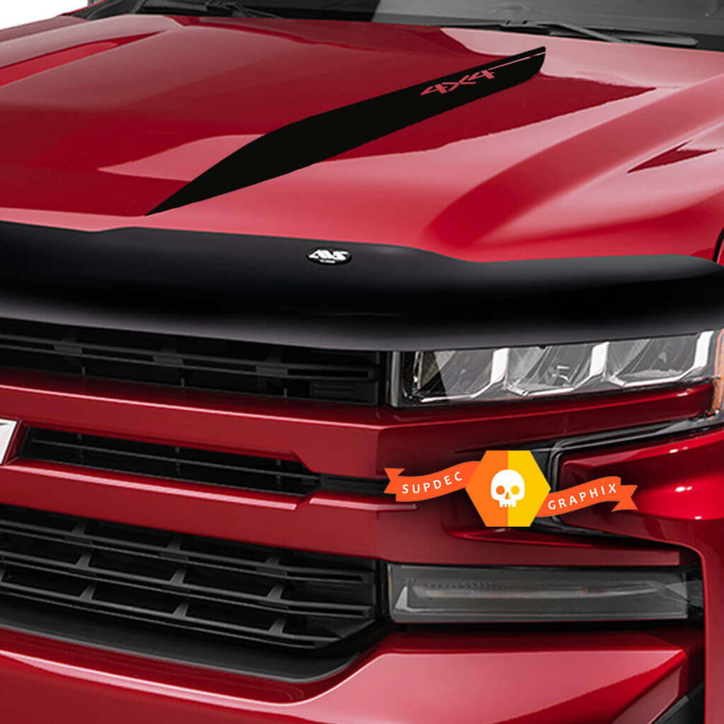 Calcomanía de vinilo para capó con franjas estilo 4x4 para Chevrolet Silverado 2019-2020