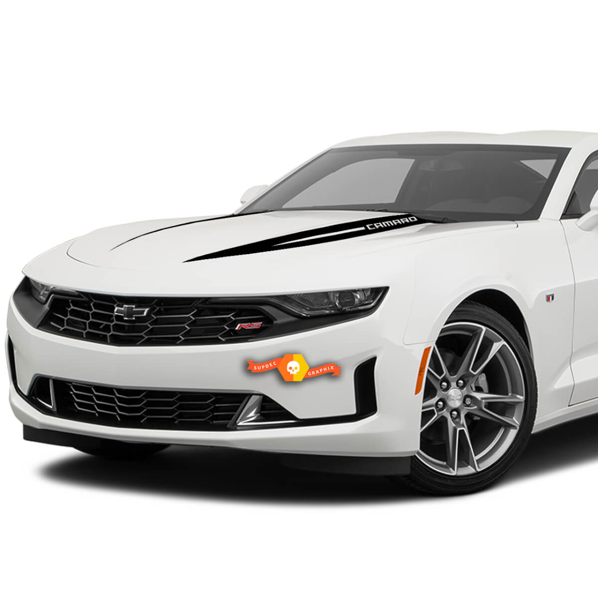 2X Chevrolet Camaro Hood Widow Spike Calcomanía Se adapta a: 2019 - 2020 Chevrolet Camaro Chevy Graphics Stripes Pegatinas Calcomanías
