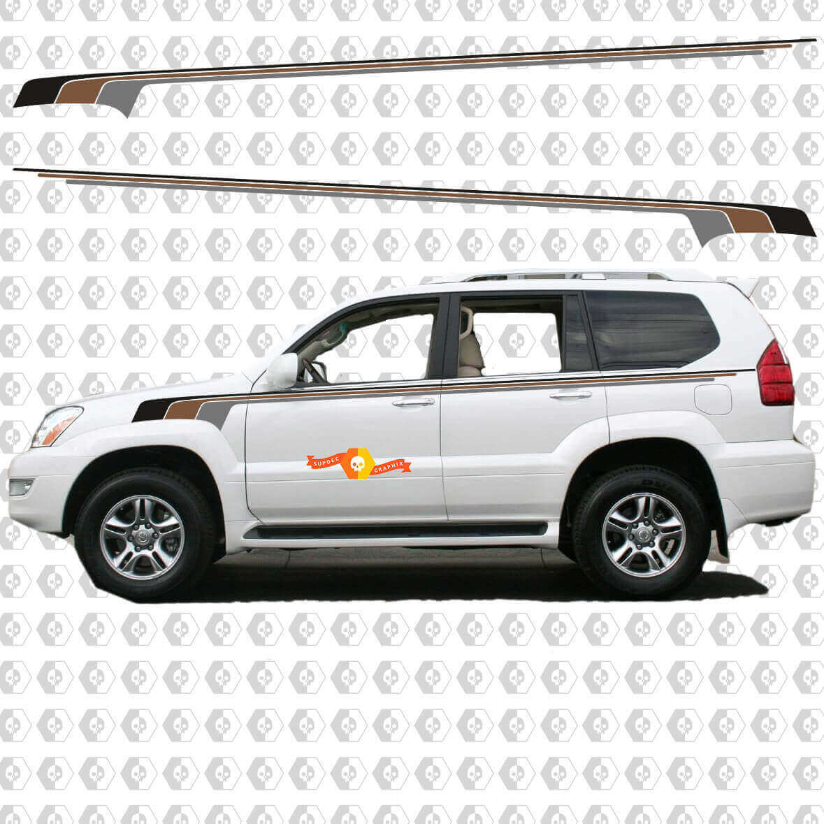 Gráficos de Calcomanías Laterales de Vinilo con Rayas Retro Vintage para Lexus GX470