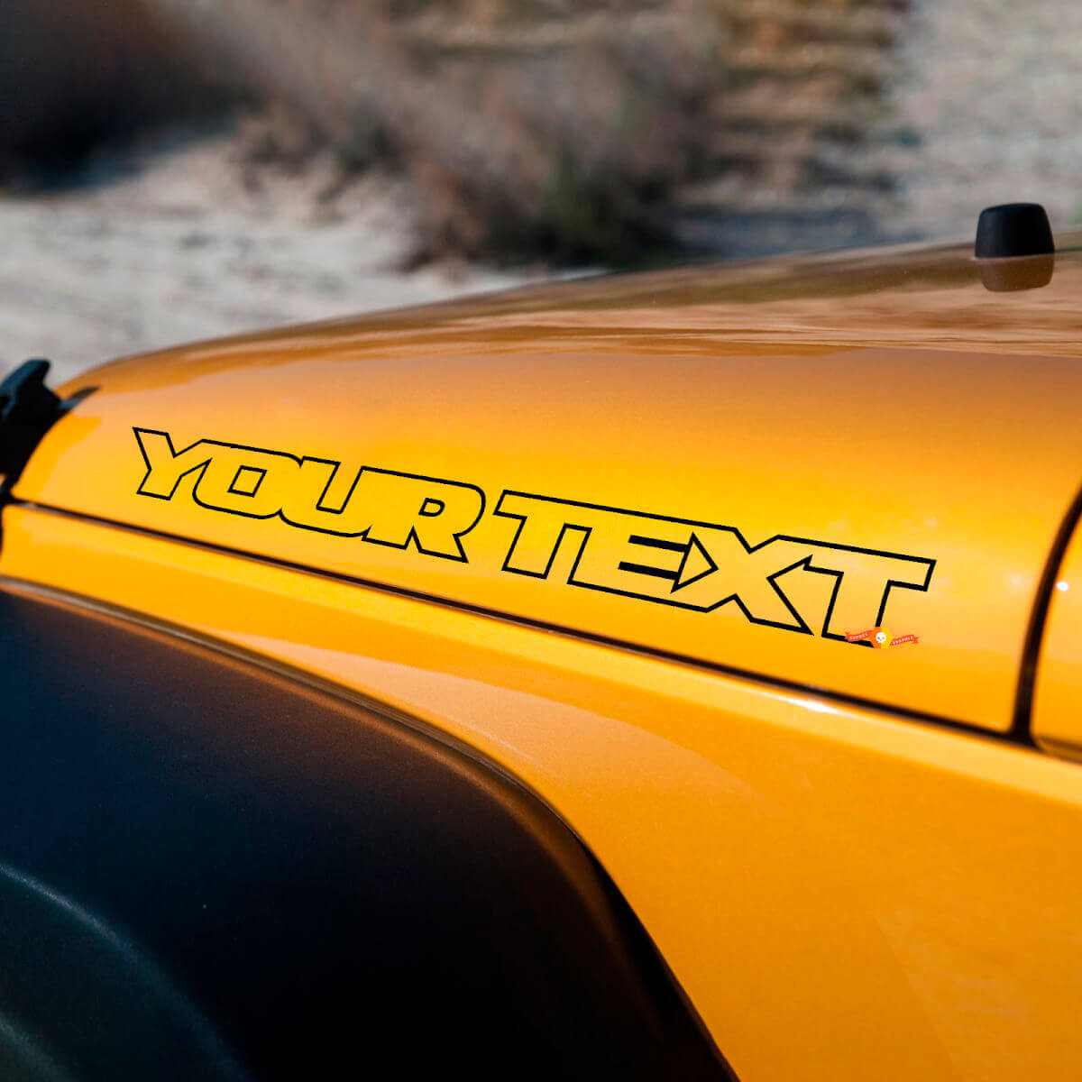 Par de vinilos adhesivos con texto personalizado para el contorno del capó para Jeep Wrangler