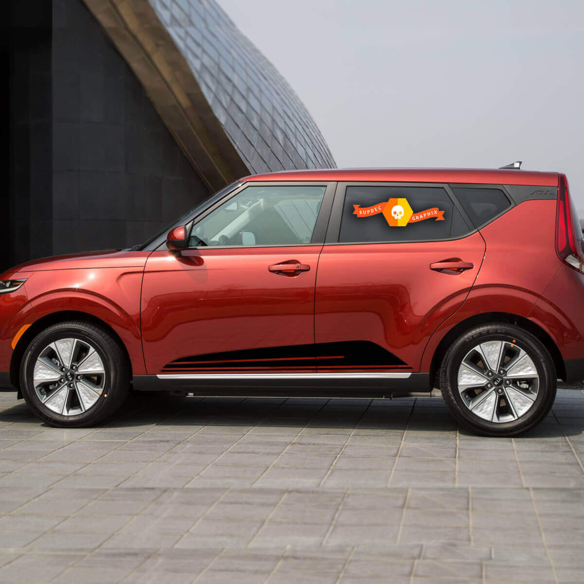 Pegatinas de Panel basculante inferior lateral, calcomanías, gráficos de vinilo a rayas para Kia Soul
