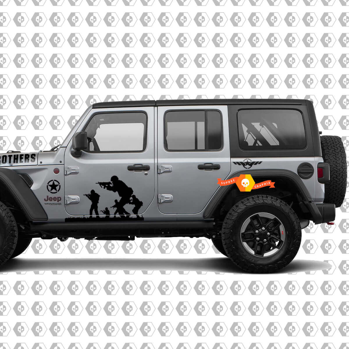 Kit de vinilos para capó y laterales estilo militar Band of Brothers para Jeep Wrangler