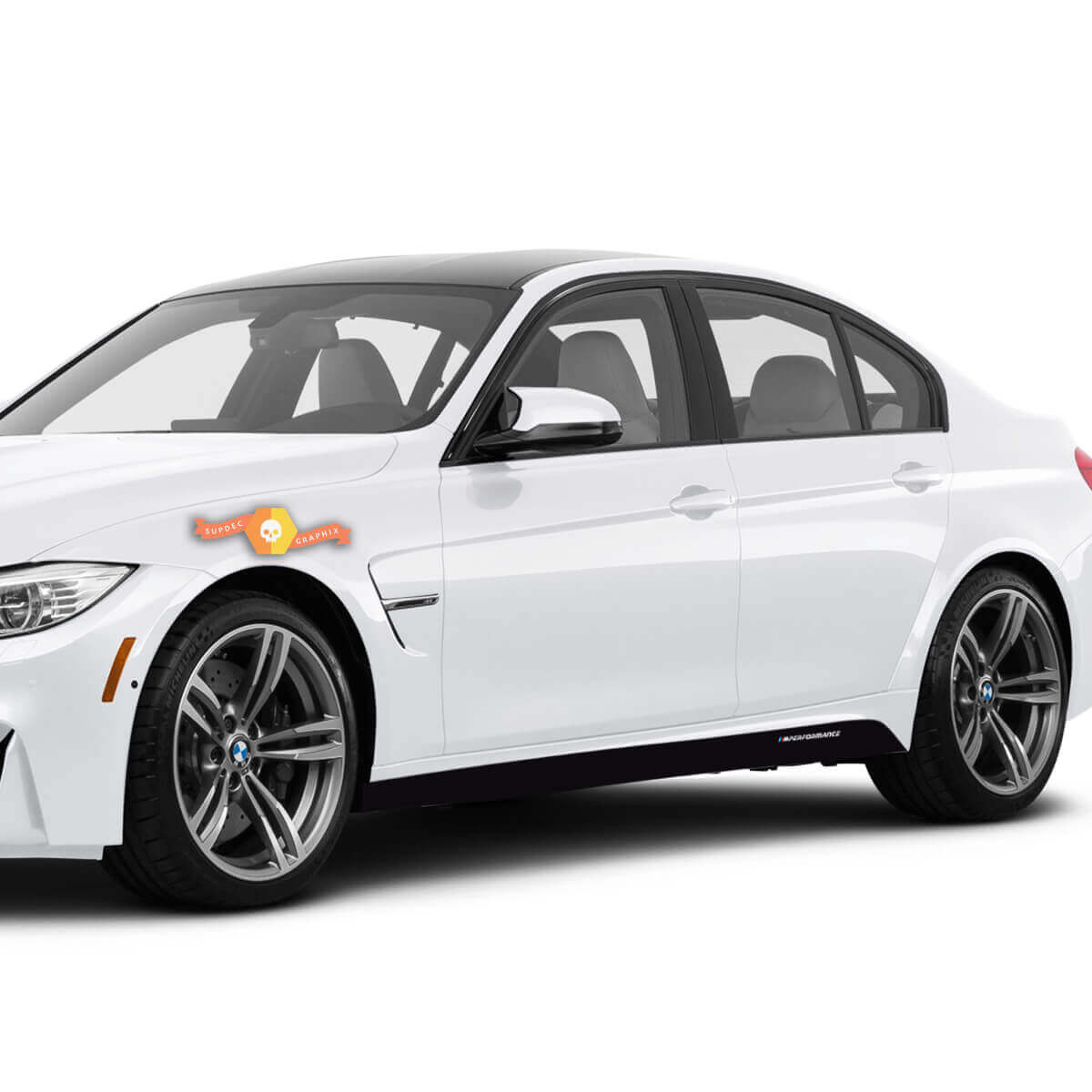 Par de adhesivos de vinilo para faldón lateral estilo M Performance para BMW M3 F80