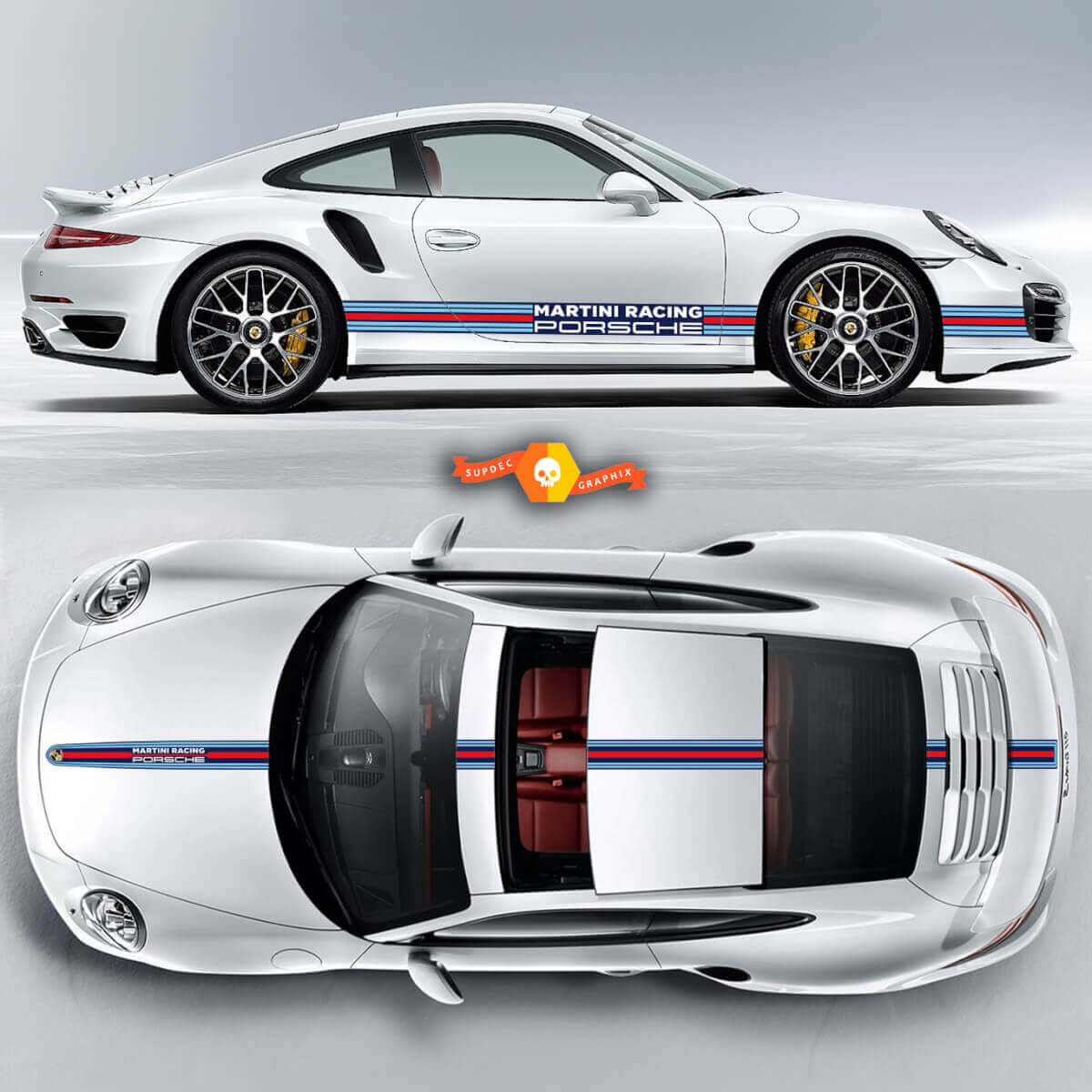 Porsche Martini Racing Stripes para Carrera Cayman Boxster o cualquier Porsche Full Kit
