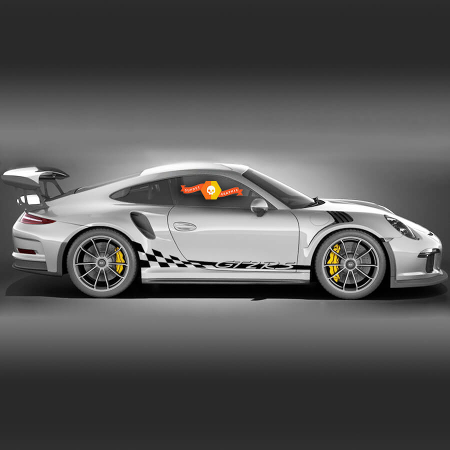 Vinilo adhesivo de rayas a cuadros laterales GT2 RS para Porsche 911