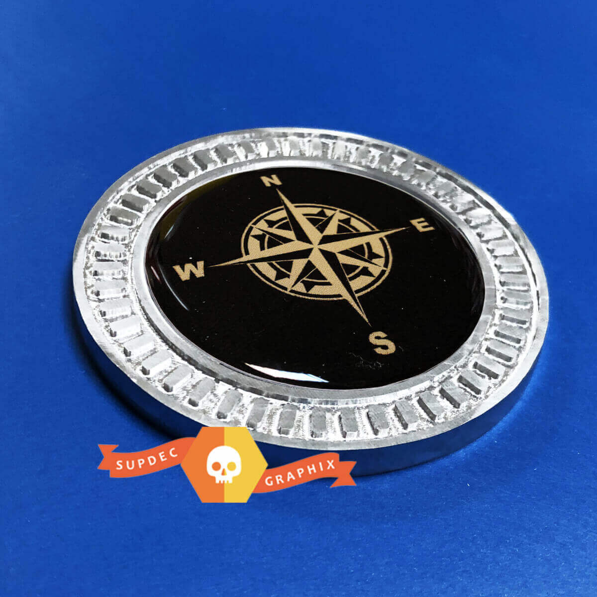 Emblema lateral abombado Compass 3D de aluminio para Jeep Wrangler JL JK YJ TJ