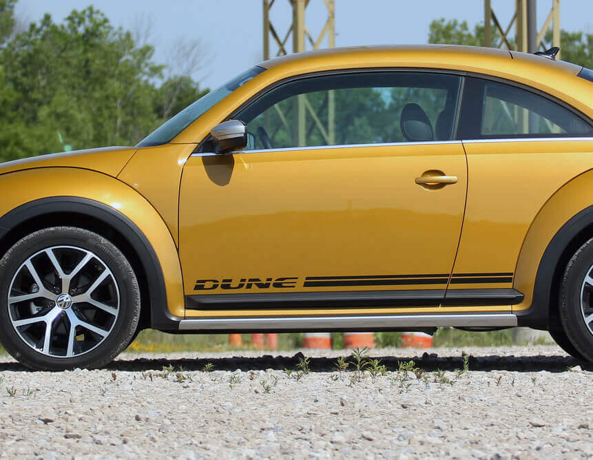 Kit de adhesivos de vinilo de rayas laterales estilo duna para Volkswagen Beetle