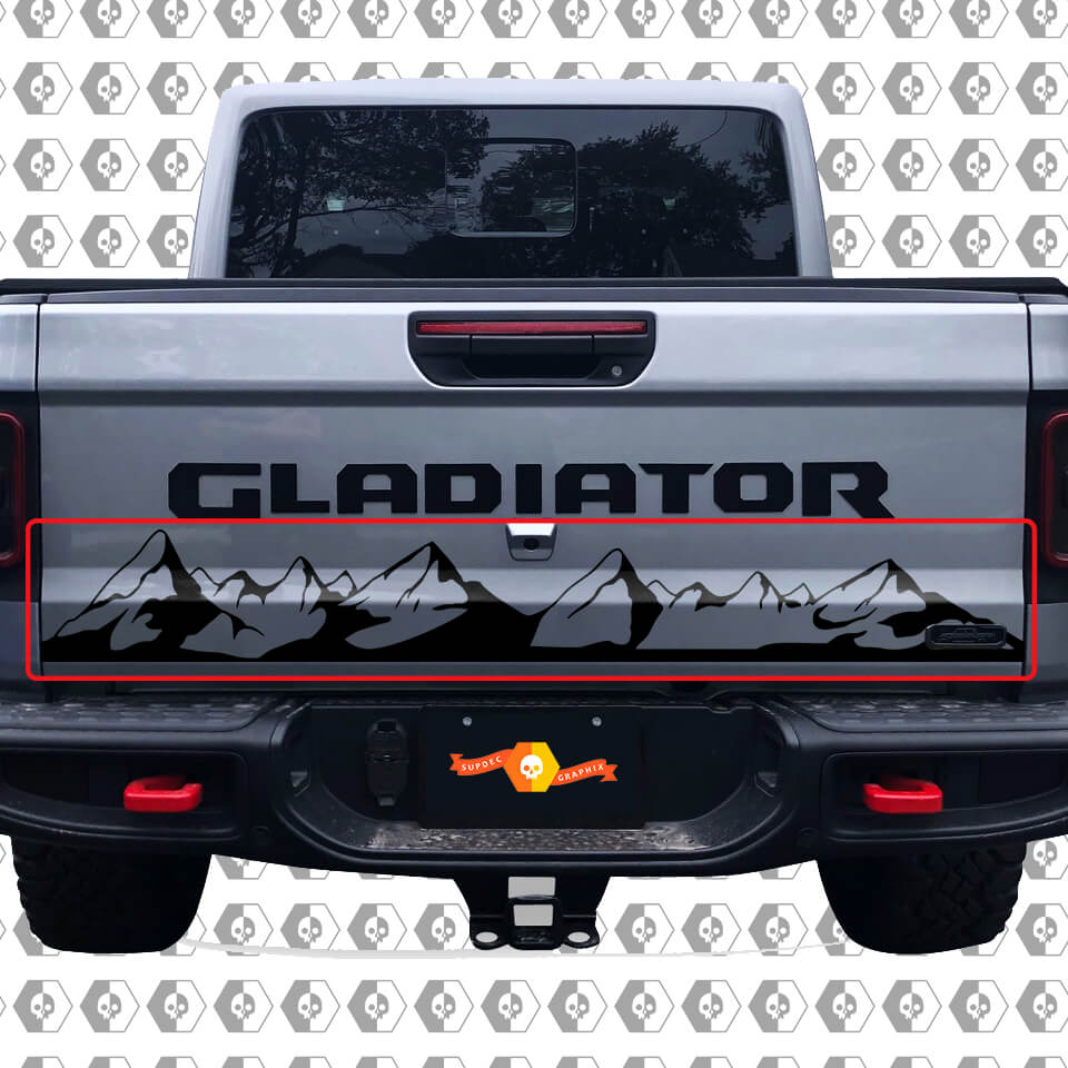 Calcomanía de vinilo para portón trasero de cama Jeep Wrangler Gladiator Rubicon Mountains para 2018-2021
