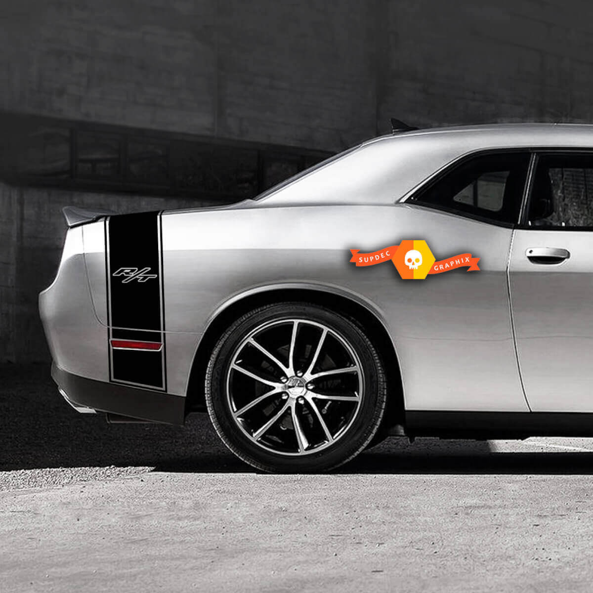 Kit de vinilos con franjas tipo banda traseras R/T para Dodge Challenger