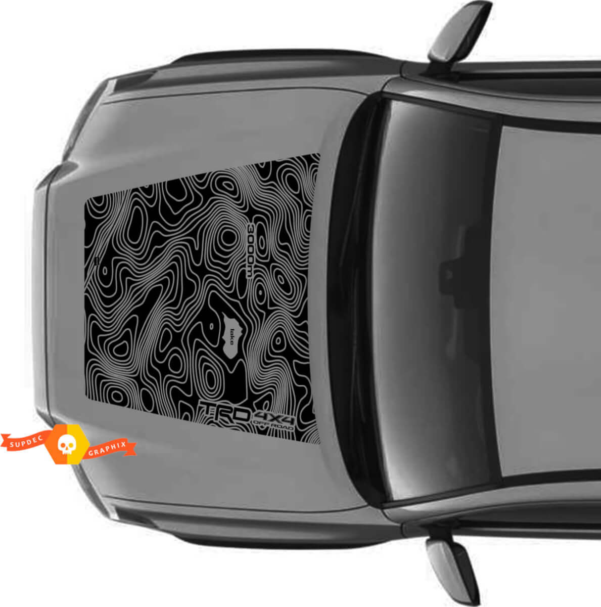 Enorme TRD Off Road ¡SIN SCOOP! Pegatinas de vinilo para capó de mapa topográfico, calcomanía compatible con los modelos Toyota Tacoma 2016 - 2021
