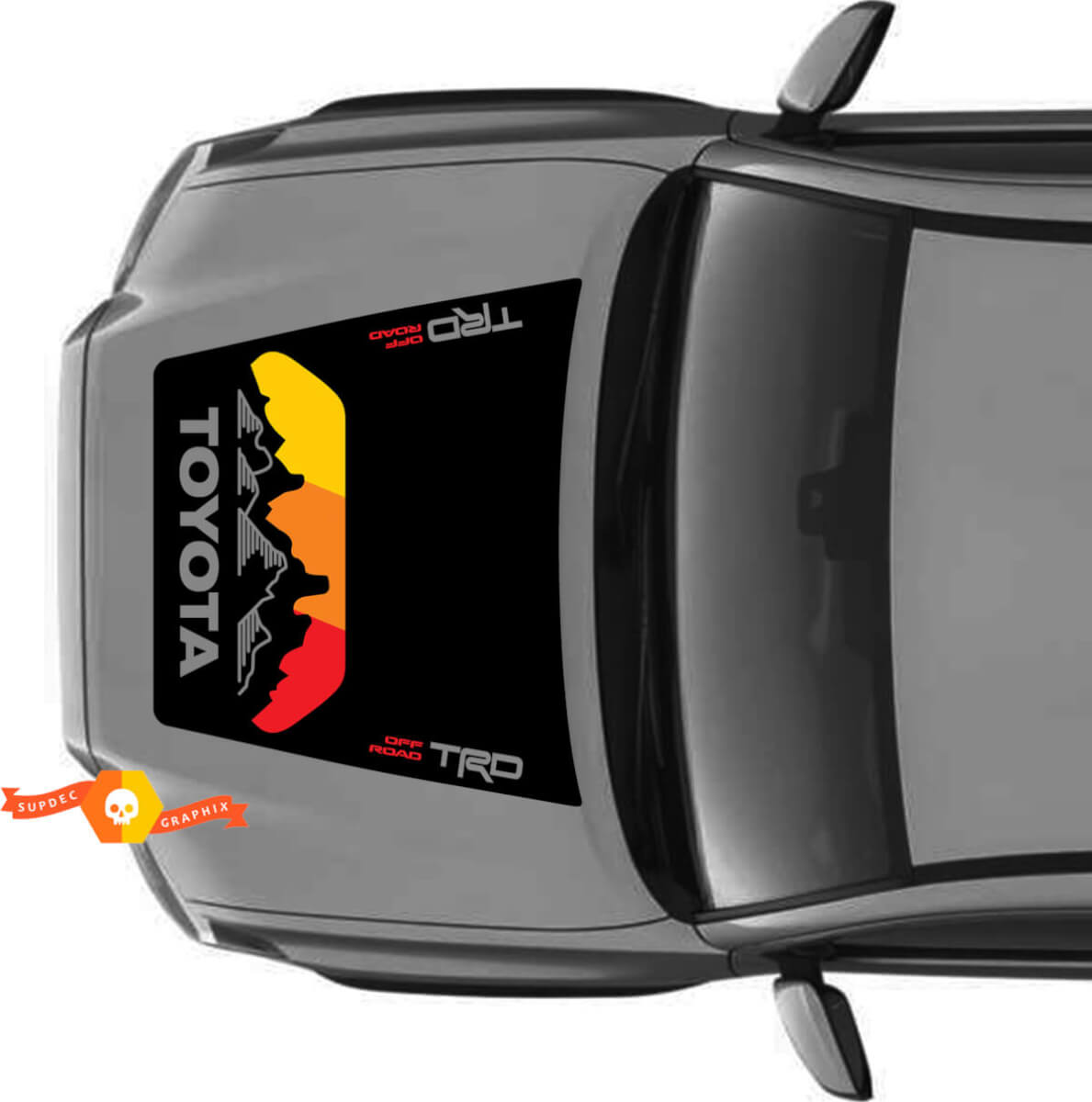 Enorme TRD Off Road Vintage Sunset Retro Old Style ¡NINGUNA CUCHARA! Calcomanías de vinilo Mountains Forest Hood para modelos Toyota Tacoma 2016 - 2021
