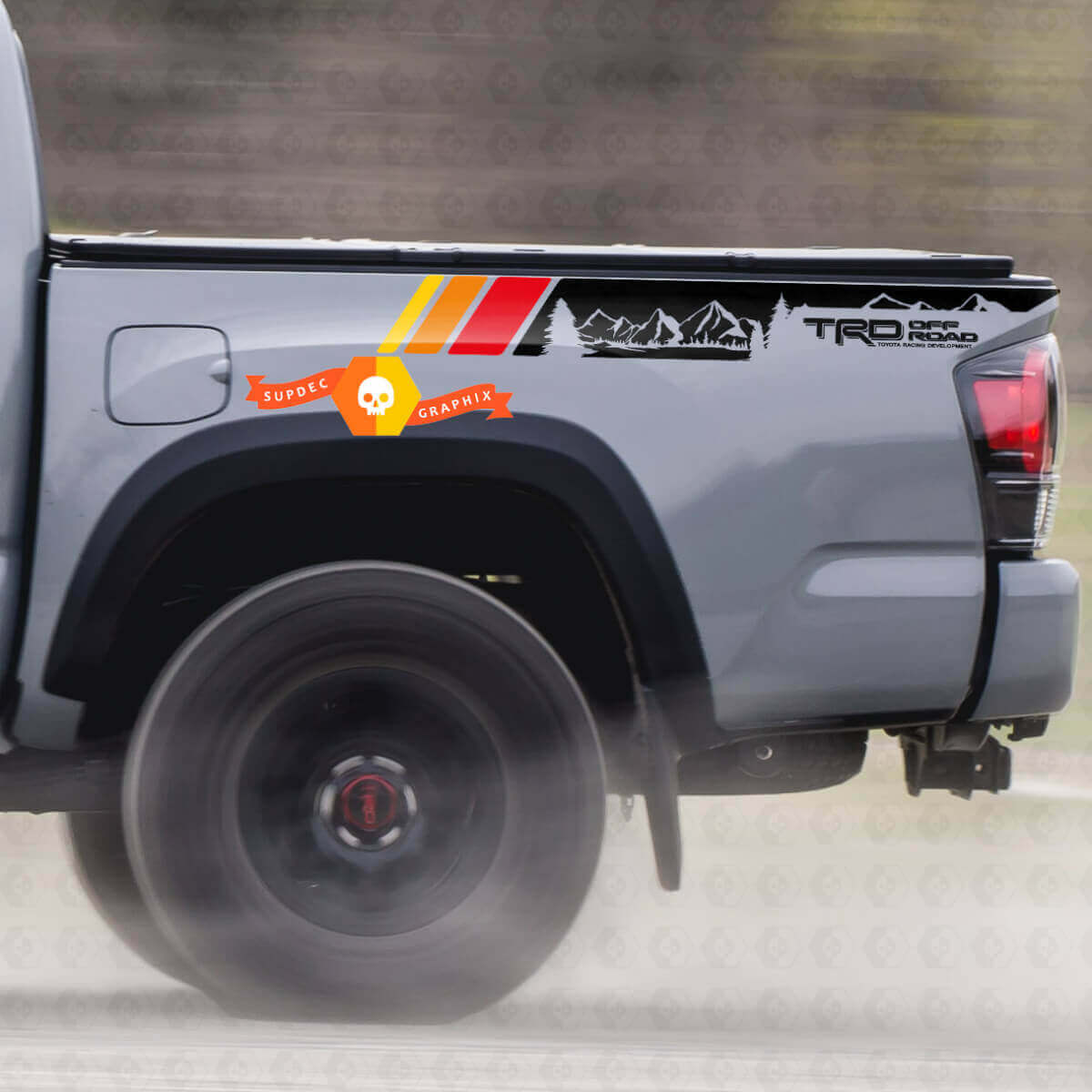 Calcomanía de vinilo estilo vintage TRD Mountains para la mesita de noche Toyota Tacoma 2005-2020