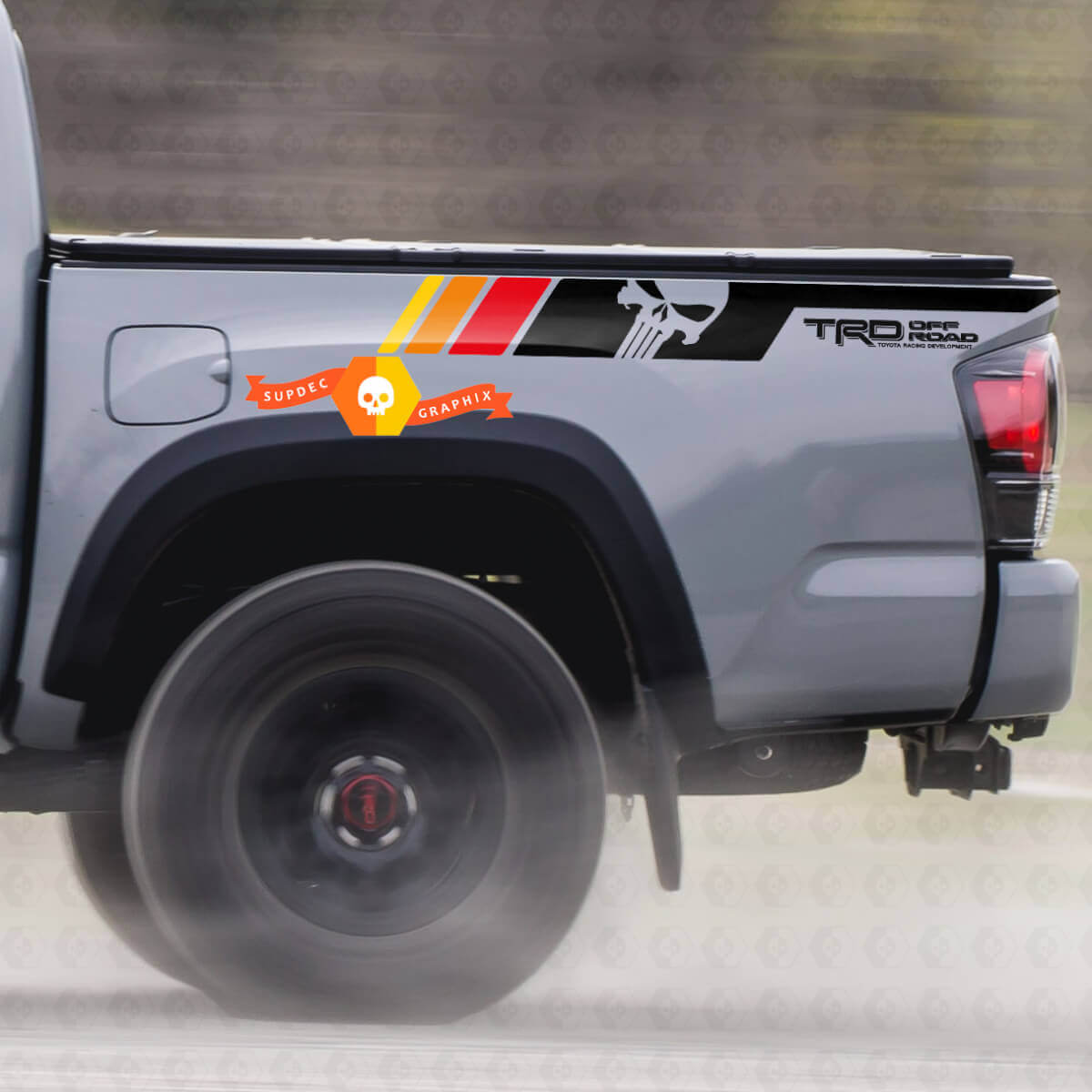 Par TRD Sport PRO Off Road Vintage Colors Punisher stripes para Tacoma Side Vinyl Stickers Calcomanía para Toyota Tacoma 2005–2020

