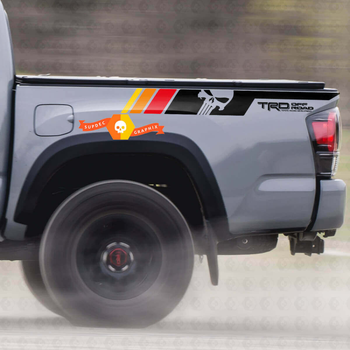 Calcomanía de Vinilo para la Cabecera con Calavera TRD Punisher para Toyota Tacoma 2005-2020
