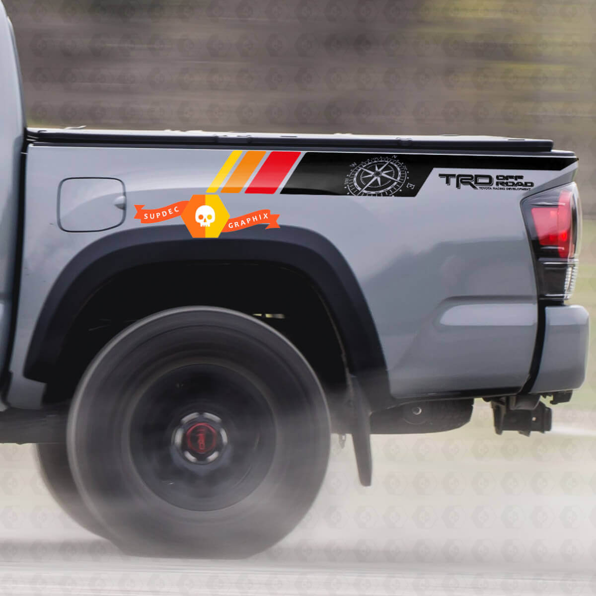 Par TRD Sport PRO Off Road Vintage Colors Compass stripes para Tacoma Side Vinyl Stickers Calcomanía para Toyota Tacoma 2005-2020
