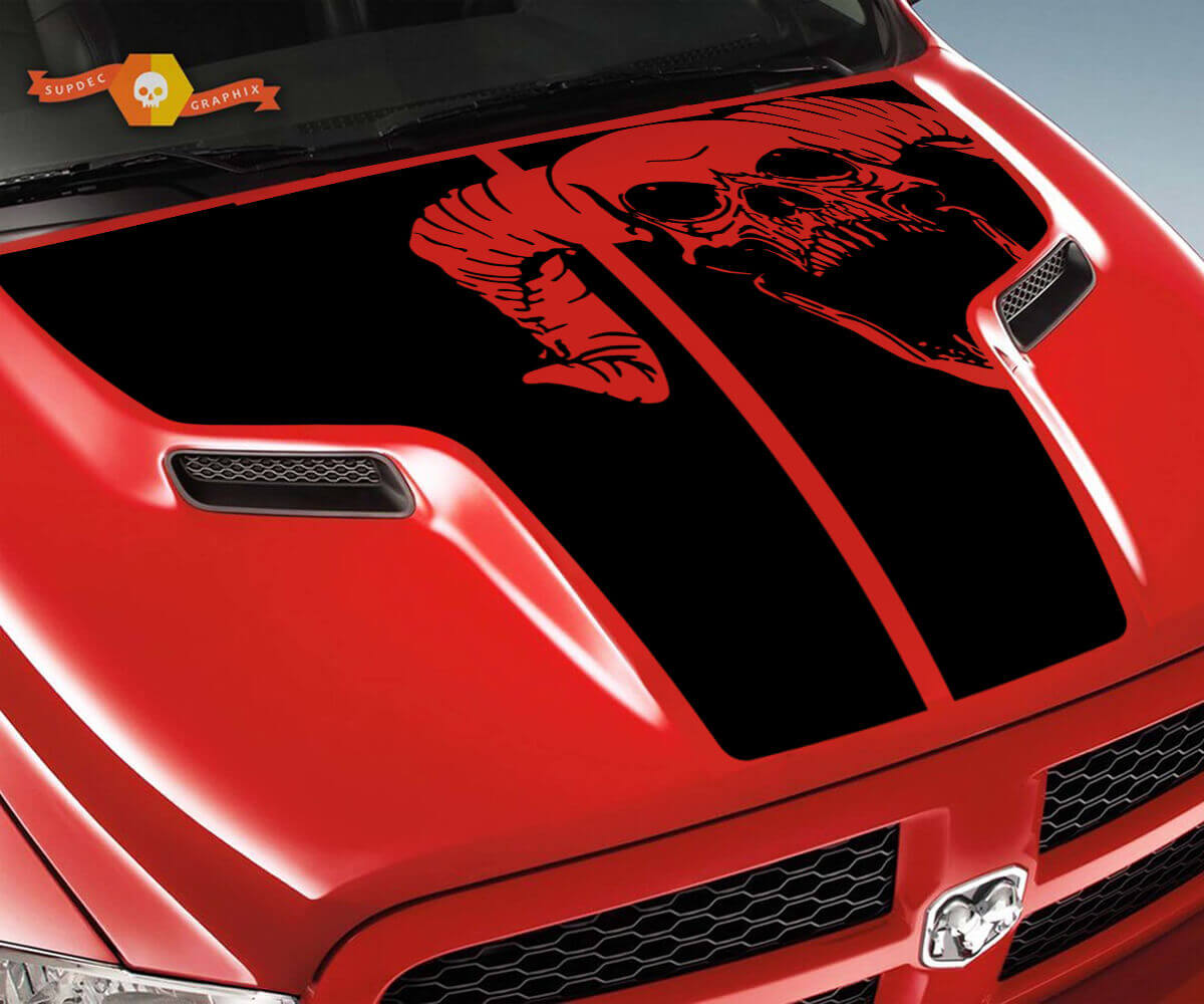 Calcomanía de Vinilo Rebelde Calavera Grunge para Dodge Ram 1500 2500 2010-2018