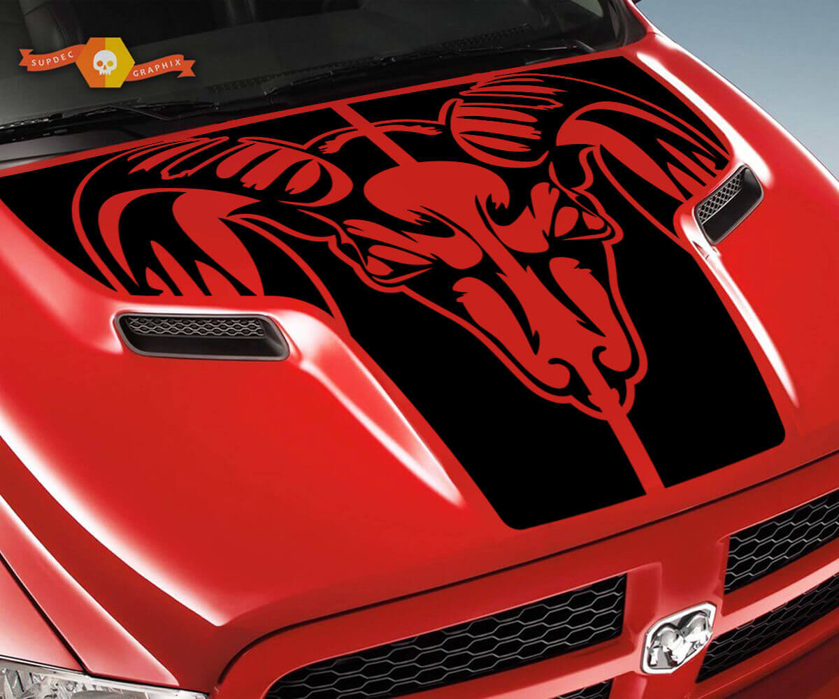 Vinilo adhesivo para capó con calavera de carnero tribal para Dodge Ram 1500 2500 2010-18