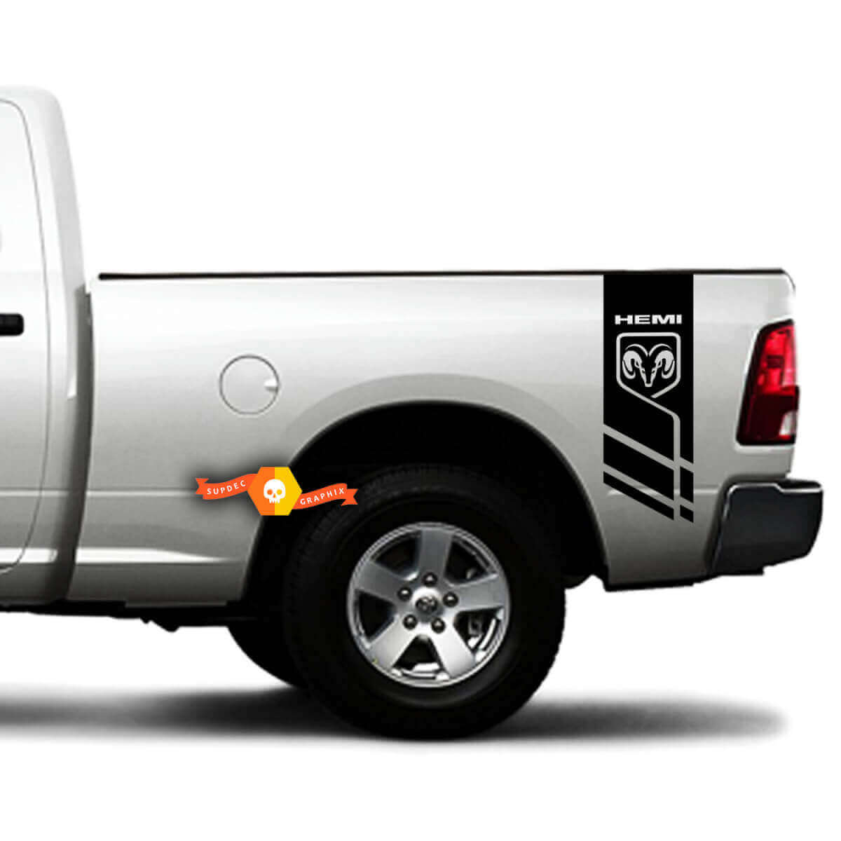 Juego de calcomanías de vinilo con franjas laterales estilo Hemi para Ram 1500-3500