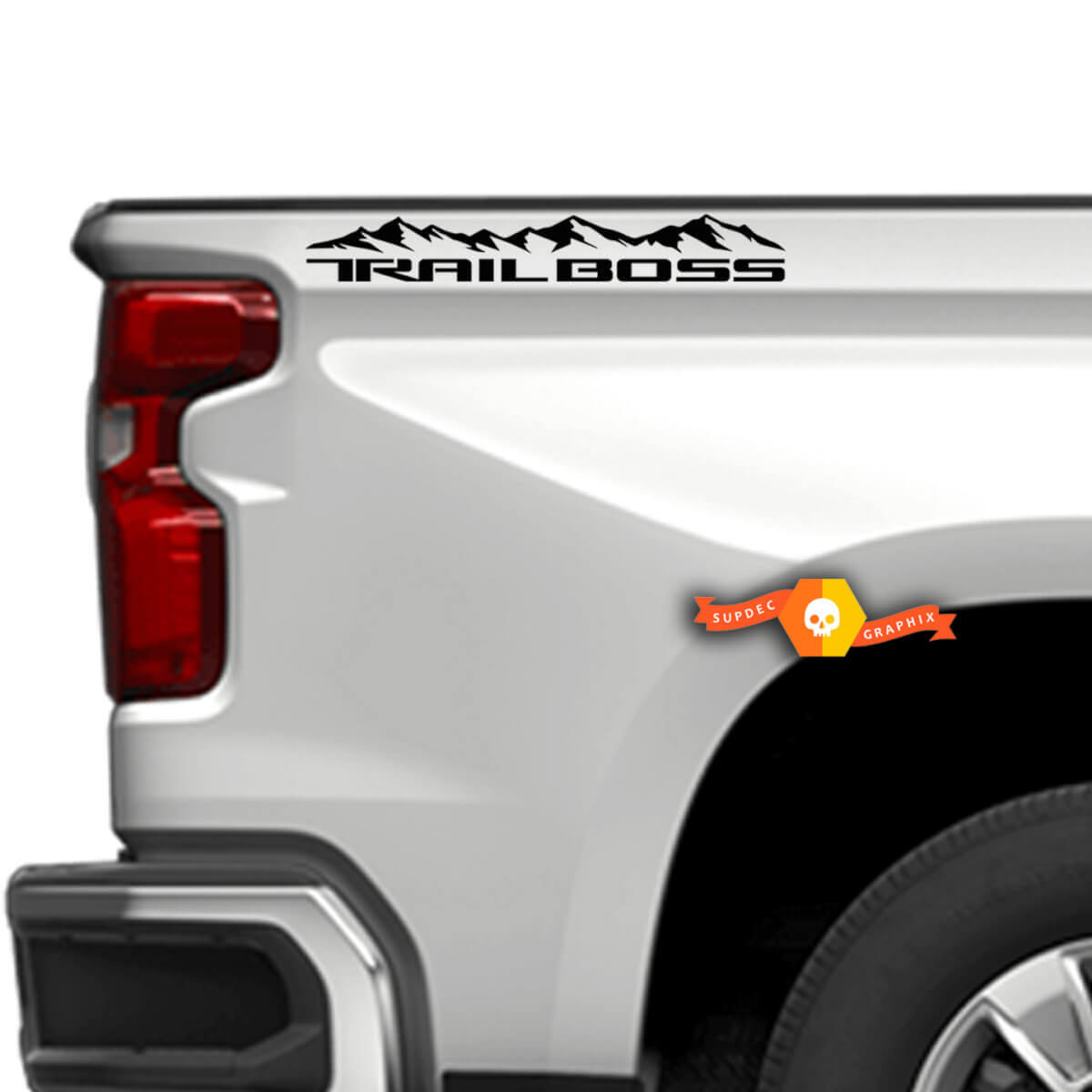 Juego de vinilos laterales para caja de camioneta Trail Boss Mountain para Chevy Silverado 2019-20