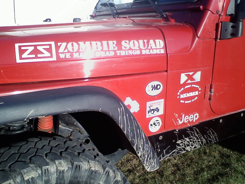 Zombie Squad hacemos cosas muertas Deader JEEP vinilo pegatina calcomanía