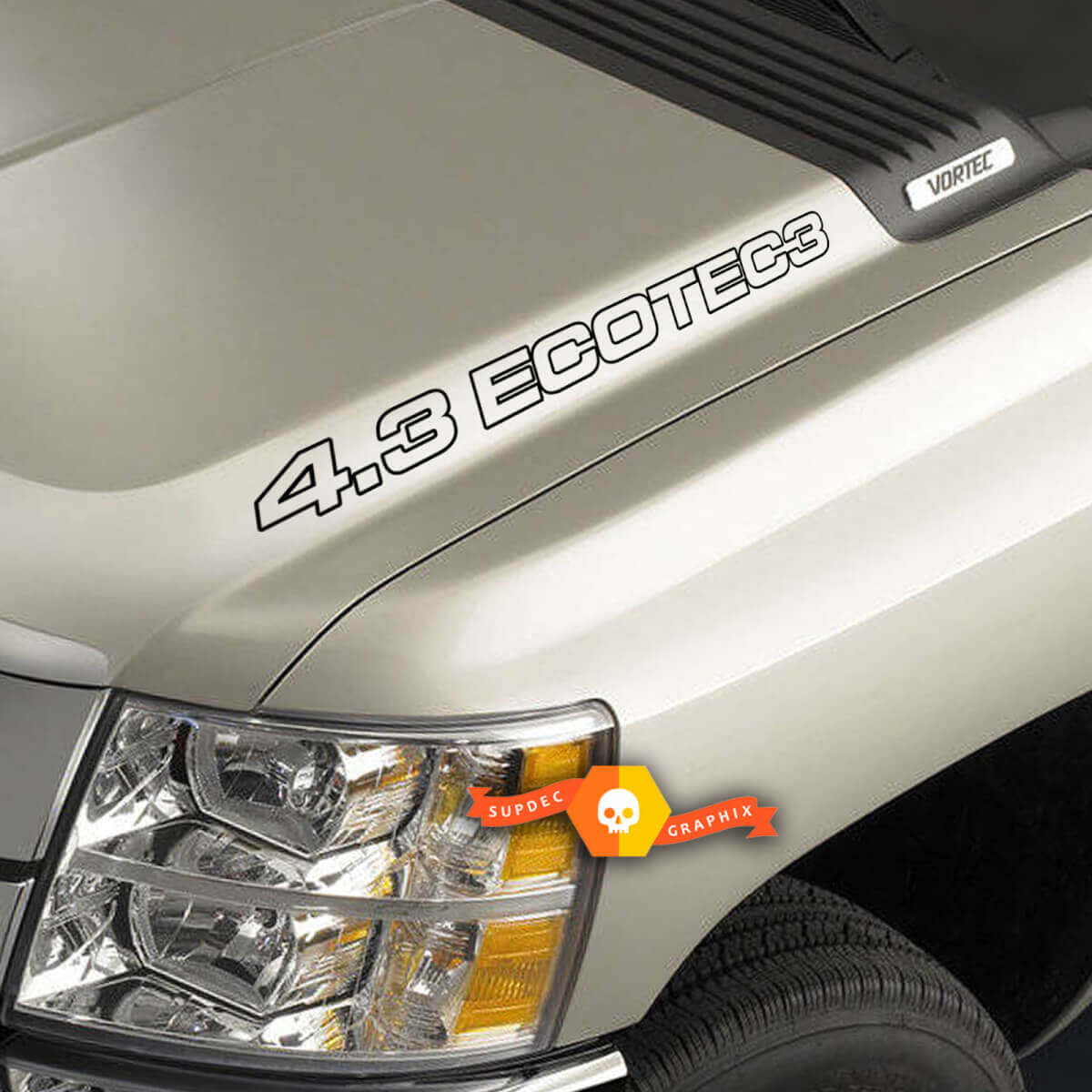 Calcomanía de vinilo para capó 4.3L EcoTec3 para Chevrolet Silverado GMC Sierra