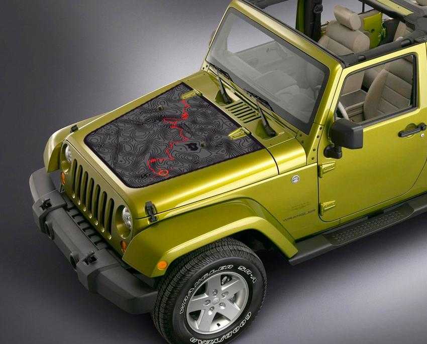 Jeep Wrangler Blackout BLACK mapa aventura viaje Vinilo Hood Decal TJ LJ JK Unlimited