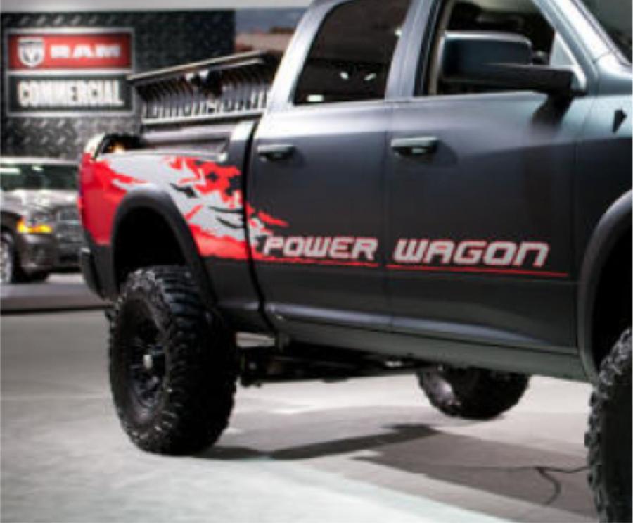 KIT de calcomanía Dodge Ram Power Wagon Hemi 2013 - 2020 para el lado del conductor y del pasajero del portón trasero
