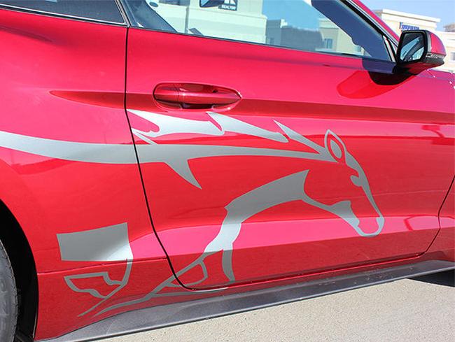 Side Horse STEED vinilo gráfico Pony Stripe calcomanía vinilo se adapta a 2015 Ford Mustang