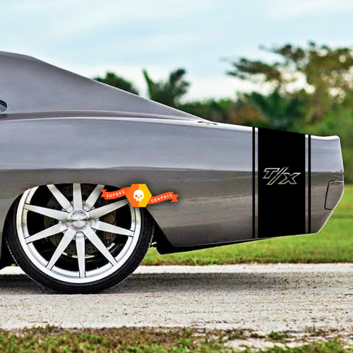 T/X Twin Pinstripe Tail Band Guardabarros trasero Maletero Adhesivo de vinilo para Dodge