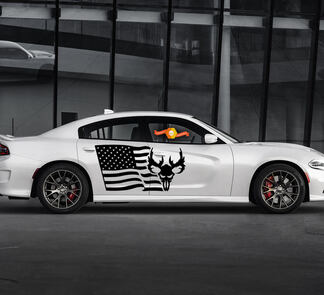 2 Side Dodge Charger EE. UU. Bandera Calavera Puerta Lateral Calcomanías de vinilo Gráficos Pegatina

