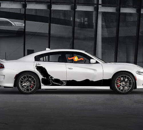 2 Side Dodge Charger Bald Eagle Hawk Rocker Panel Side Vinilo Calcomanías Gráficos Pegatina
