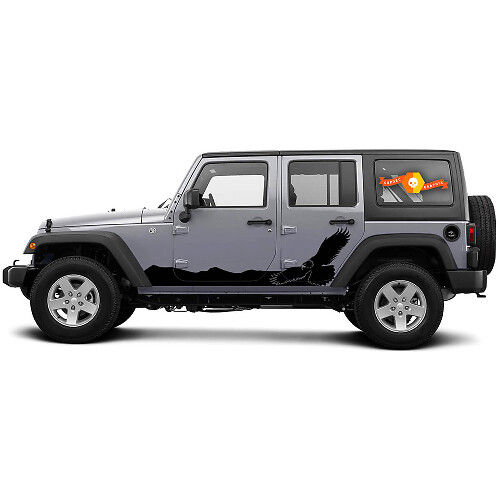 2 Side Jeep Wrangler Bald Eagle Hawk Side Rocker Panel Side Vinilo Calcomanías Gráficos Pegatina
