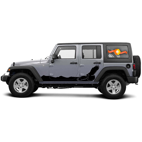 Calcomanía de vinilo Bald Eagle Mountain Side para Jeep Wrangler