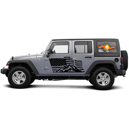 Calcomanías de vinilo con bandera de EE.UU. para la montaña lateral Jeep Wrangler CJ TJ JK JKU JL JLU