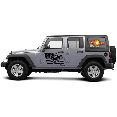 Vinilos decorativos laterales de calavera con bandera de EE. UU. para Jeep Wrangler CJ TJ JK JKU JL JLU