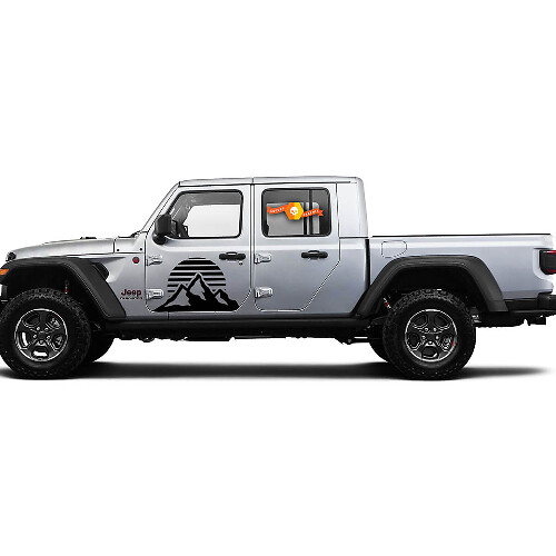 2 Side Jeep Gladiator Mountain Moon Sun Sunrise Door Side Vinilo Calcomanías Gráficos Pegatina
